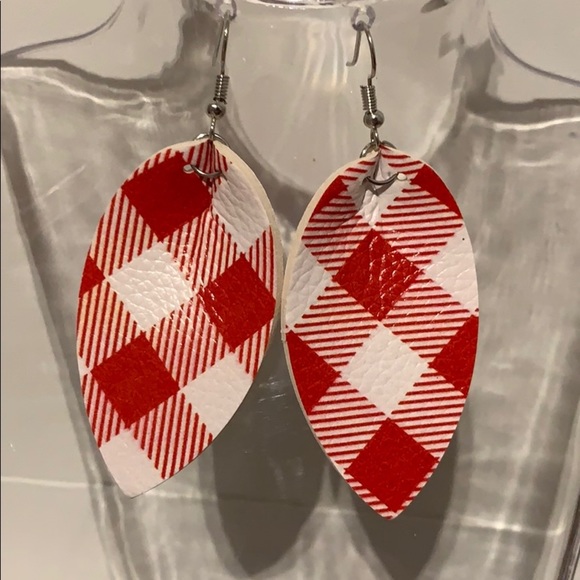 Jewelry - 🖤Pick Any 3 for $12🖤 Faux Leather Dangle Plaid Earrings